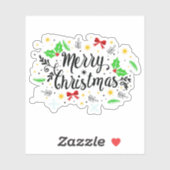 Feestelijke vrolijk kerstfeest sticker (Vel)