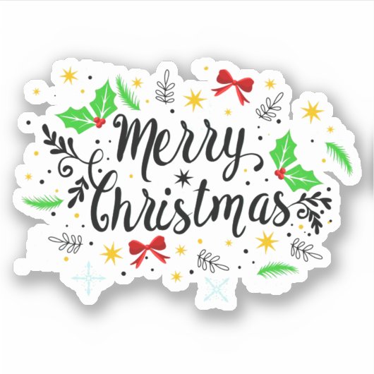 Feestelijke vrolijk kerstfeest sticker (Voorkant)