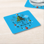 Feestelijke vrolijke en heldere kerstboom ontwerp kartonnen onderzetters (Schuin)