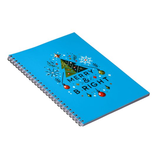 Feestelijke vrolijke en heldere kerstboom ontwerp notitieboek (Rechterzijde)