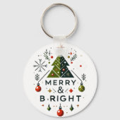 Feestelijke vrolijke en heldere kerstboom ontwerp sleutelhanger (Achterkant)