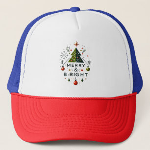 Feestelijke vrolijke en heldere kerstboom ontwerp trucker pet