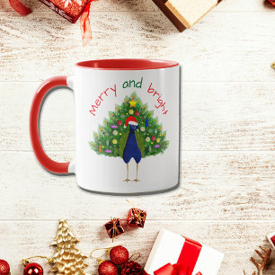 Feestelijke vrolijke en heldere Kerstboom Pauw Mok