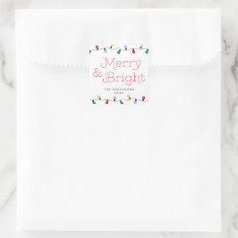 Feestelijke vrolijke & heldere kleurrijke kerstver vierkante sticker