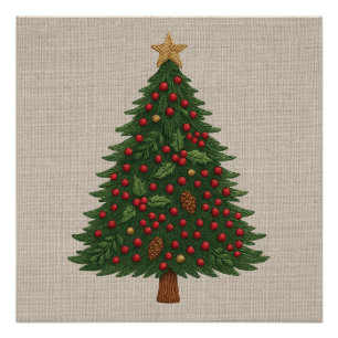 Feestelijke vrolijke heldere rustieke kerstboom perfect poster
