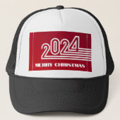 Feestelijke Vrolijke Kerst 2024 Rood Kleur Achterg Trucker Pet (Voorkant)