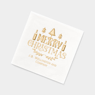 Feestelijke Vrolijke Kerst #3 Bedrijf / Familienaa Folie Servetten