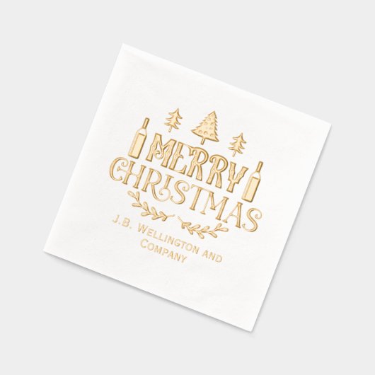 Feestelijke Vrolijke Kerst #3 Bedrijf / Familienaa Folie Servetten (Links)