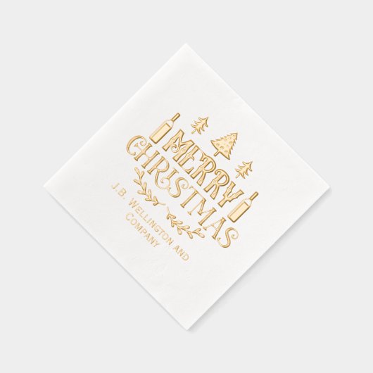 Feestelijke Vrolijke Kerst #3 Bedrijf / Familienaa Folie Servetten (Rechts)