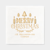 Feestelijke Vrolijke Kerst #3 Bedrijf / Familienaa Folie Servetten (Voorkant)