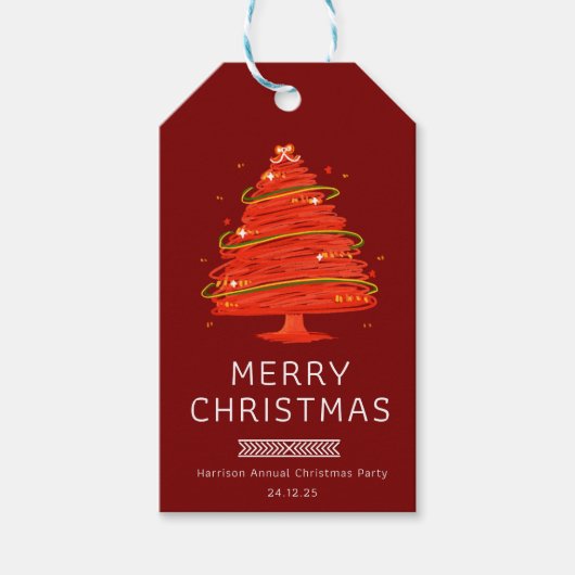 Feestelijke vrolijke kerst cadeaulabel (Voorkant)
