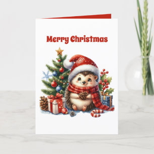 Feestelijke Vrolijke Kerst egel aanpasbaar Feestdagen Kaart