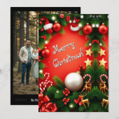 Feestelijke vrolijke kerst gepersonaliseerd zwart feestdagenkaart (Voorkant / Achterkant)