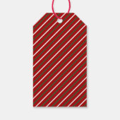 Feestelijke vrolijke kerst gestreepte rode  cadeaulabel (Achterkant)