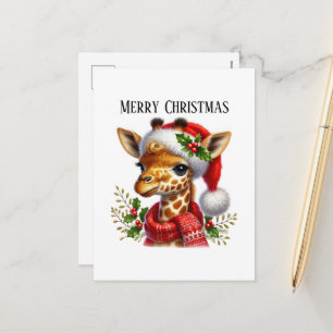 Feestelijke vrolijke kerst giraf jungle feestdagenkaart