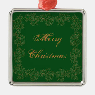 Feestelijke vrolijke kerst groen goud metalen ornament