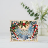 Feestelijke vrolijke kerst Kaart met glans (Staand voorkant)