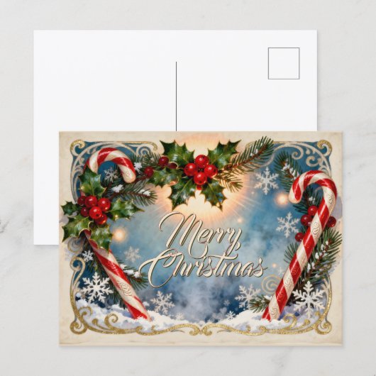 Feestelijke vrolijke kerst Kaart met glans (Voorkant / Achterkant)