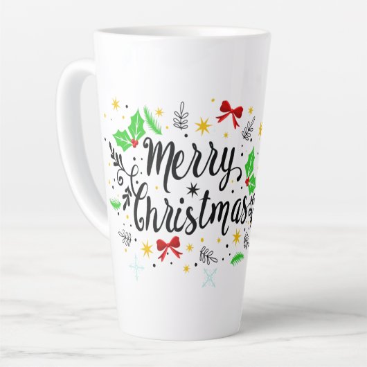 Feestelijke vrolijke kerst latte mok (Linkerhoek)