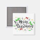 Feestelijke vrolijke kerst   magneet (Voorkant / Achterkant)