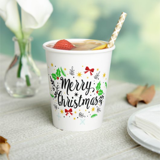 Feestelijke vrolijke kerst papieren bekers (Insitu)