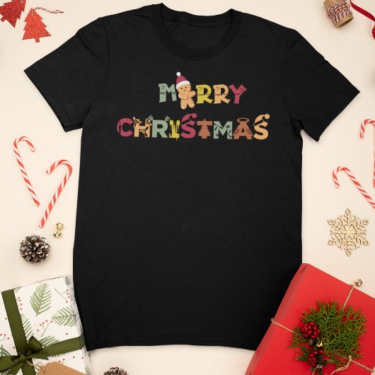 Feestelijke vrolijke kerst peperkoek t-shirt
