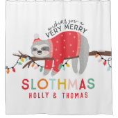 Feestelijke vrolijke kerst plezier kleurrijke luia douchegordijn (Voorkant)