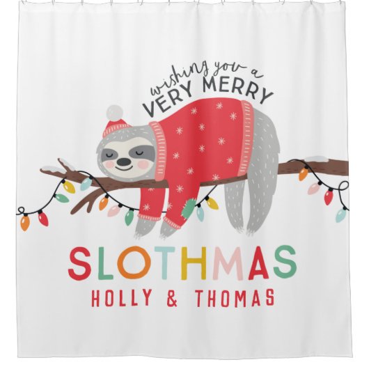 Feestelijke vrolijke kerst plezier kleurrijke luia douchegordijn (Voorkant)