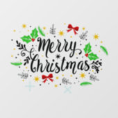 Feestelijke vrolijke kerst raamsticker (Vel)