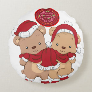 Feestelijke vrolijke kerst ronde kussen