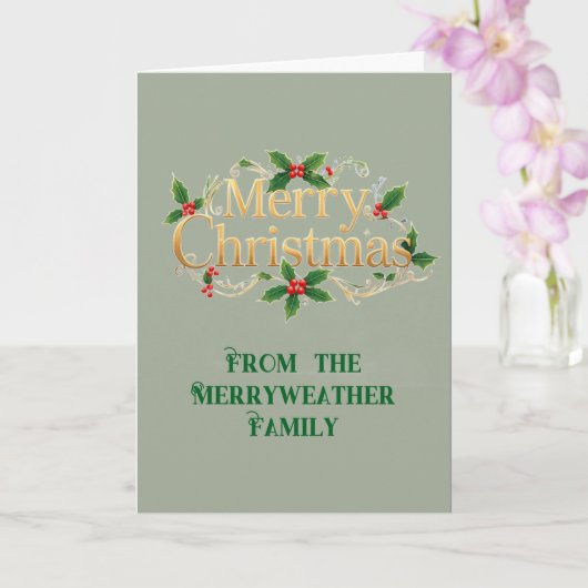Feestelijke vrolijke kerst sage kaart (Orchidee)