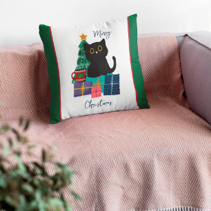 Feestelijke vrolijke kerst schattige zwarte kat ko kussen