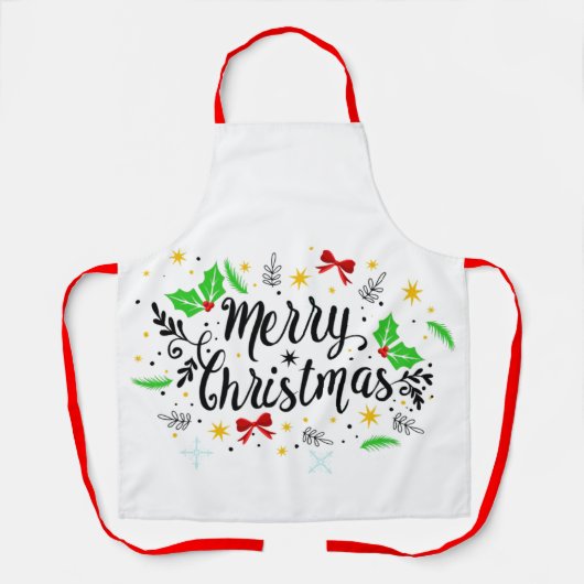 Feestelijke vrolijke kerst schort (Voorkant)