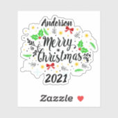 Feestelijke vrolijke kerst sticker (Vel)