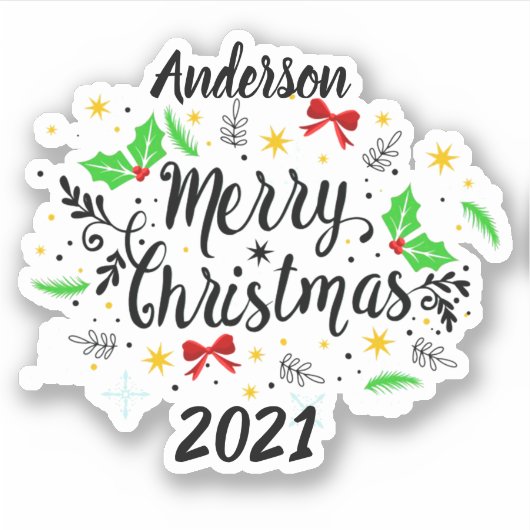 Feestelijke vrolijke kerst sticker (Voorkant)