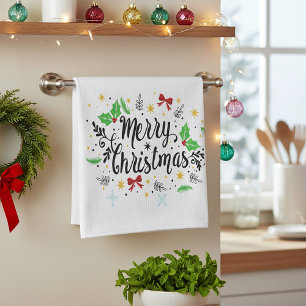 Feestelijke vrolijke kerst   theedoek