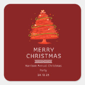 Feestelijke vrolijke kerst vierkante sticker (Voorkant)