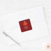 Feestelijke vrolijke kerst vierkante sticker (Envelop)