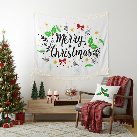 Feestelijke vrolijke kerst   wandkleed