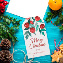 Feestelijke Vrolijke Kerst Waterverf Rode bessen