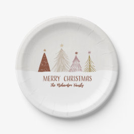 Feestelijke Vrolijke Kerstbomen Vakantie Party Chi Papieren Bordje
