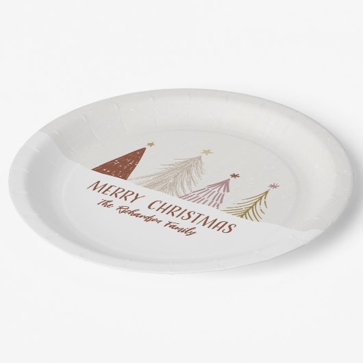 Feestelijke Vrolijke Kerstbomen Vakantie Party Chi Papieren Bordje (Gekanteld)