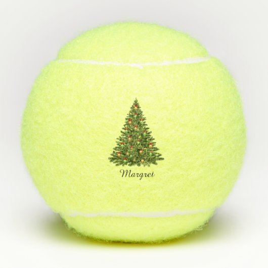 Feestelijke vrolijke kerstboom gepersonaliseerd sc tennisballen (Voorkant)