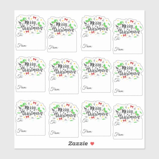 Feestelijke vrolijke kerstcadeaukaartjes sticker (Vel)