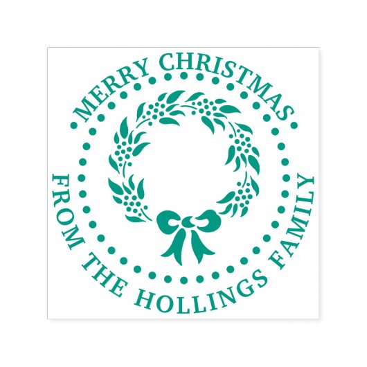 Feestelijke vrolijke kerstgroet Krans Naam Zelfinktende Stempel (Design)