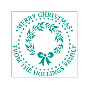 Feestelijke vrolijke kerstgroet Krans Naam Zelfinktende Stempel