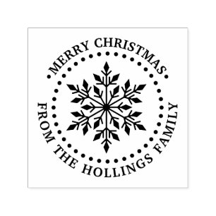 Feestelijke vrolijke kerstgroet Sneeuwvlok Naam Zelfinktende Stempel