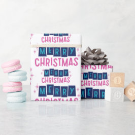 Feestelijke Vrolijke Kerstgroeten Wit Naadloos Cadeaupapier