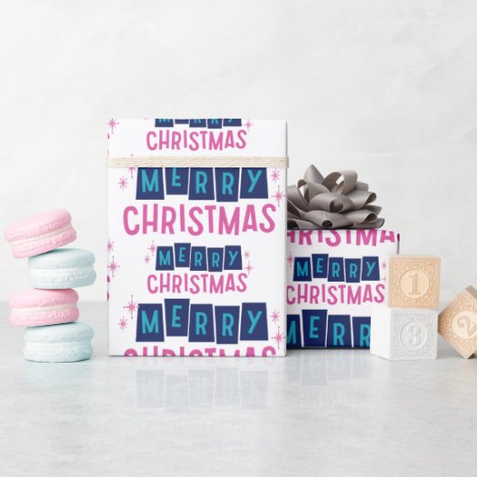 Feestelijke Vrolijke Kerstgroeten Wit Naadloos Cadeaupapier (Baby Shower)