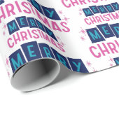 Feestelijke Vrolijke Kerstgroeten Wit Naadloos Cadeaupapier (Rol Hoek)